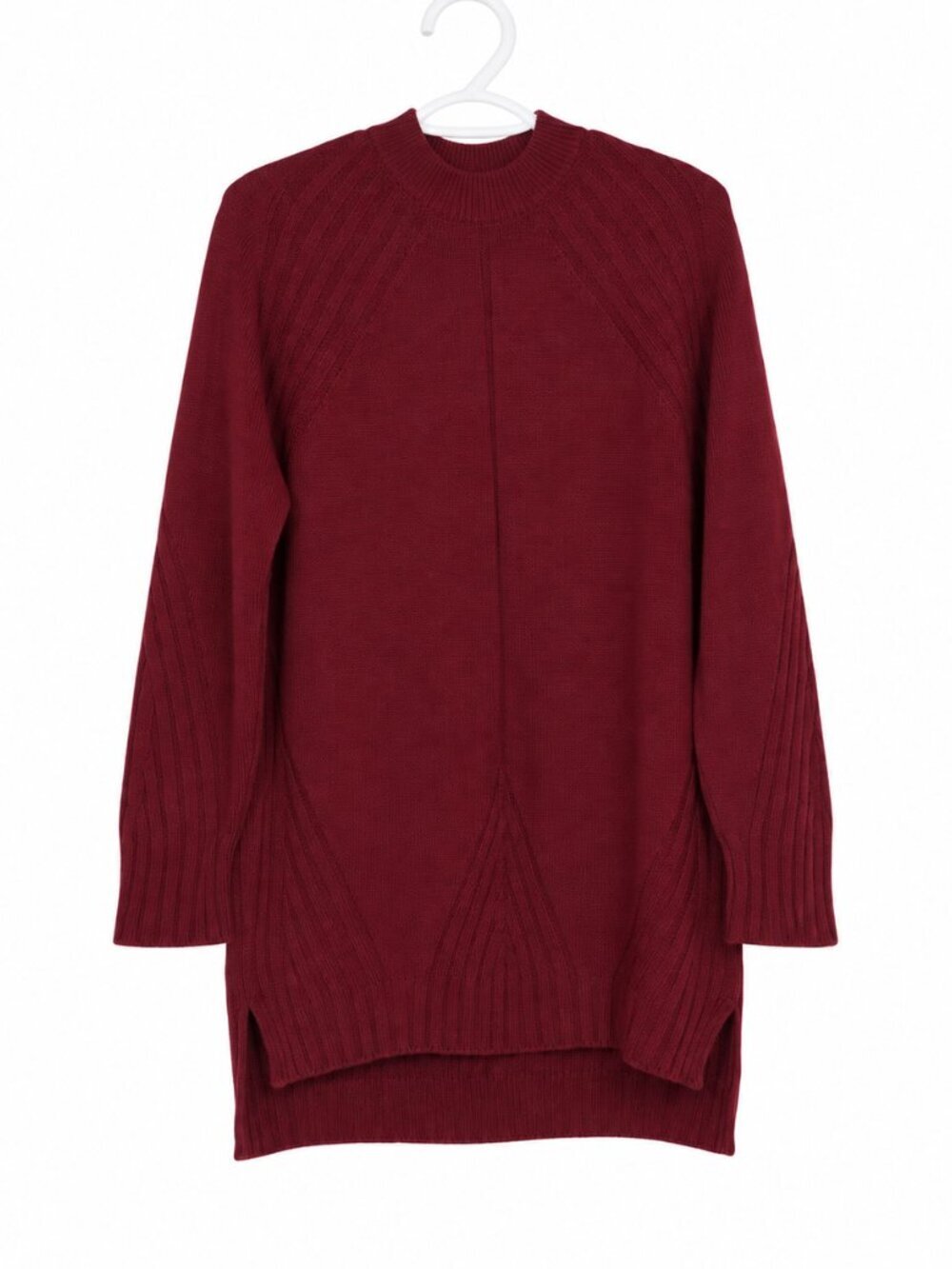 NWT TOPSHOP Burgundy Cozy Fall Mock Neck Ribbed Sweater Dress Size 4